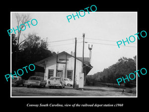 OLD LARGE HISTORIC PHOTO OF CONWAY SOUTH CAROLINA, THE RAILROAD DEPOT c1960