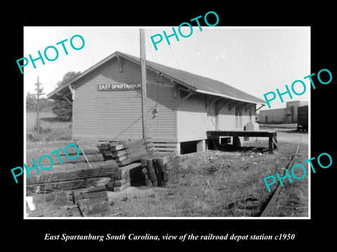 OLD HISTORIC PHOTO OF EAST SPARTANBURG SOUTH CAROLINA, THE RAILROAD DEPOT c1950