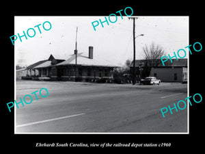 OLD LARGE HISTORIC PHOTO OF EHRHARDT SOUTH CAROLINA, THE RAILROAD DEPOT c1960