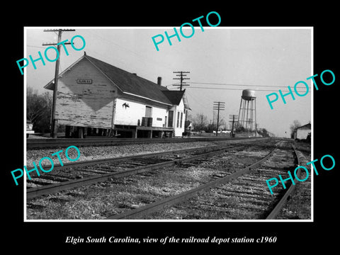 OLD LARGE HISTORIC PHOTO OF ELGIN SOUTH CAROLINA, THE RAILROAD DEPOT c1960