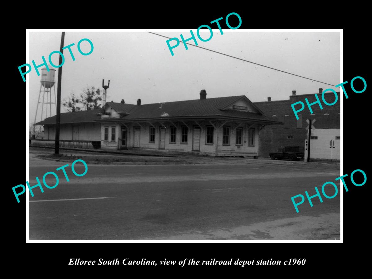 OLD LARGE HISTORIC PHOTO OF ELLOREE SOUTH CAROLINA, THE RAILROAD DEPOT c1960