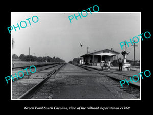 OLD LARGE HISTORIC PHOTO OF GREEN POND SOUTH CAROLINA, THE RAILROAD DEPOT c1960