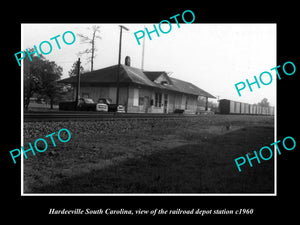 OLD LARGE HISTORIC PHOTO OF HARDEEVILLE SOUTH CAROLINA, THE RAILROAD DEPOT c1960