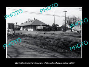 OLD LARGE HISTORIC PHOTO OF HARTSVILLE SOUTH CAROLINA, THE RAILROAD DEPOT c1960