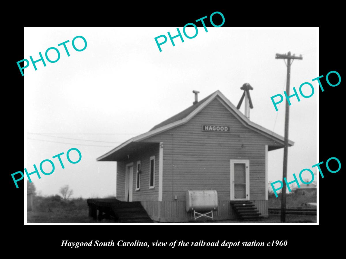 OLD LARGE HISTORIC PHOTO OF HAGOOD SOUTH CAROLINA, THE RAILROAD DEPOT c1960