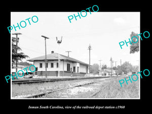 OLD LARGE HISTORIC PHOTO OF INMAN SOUTH CAROLINA, THE RAILROAD DEPOT c1960