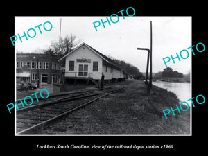 OLD LARGE HISTORIC PHOTO OF LOCKHART SOUTH CAROLINA, THE RAILROAD DEPOT c1960