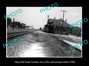 OLD LARGE HISTORIC PHOTO OF MAYESVILLE SOUTH CAROLINA, THE RAILROAD DEPOT c1960