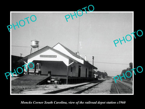 OLD LARGE HISTORIC PHOTO OF MONCKS CORNER SOUTH CAROLINA, RAILROAD DEPOT c1960