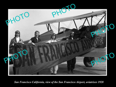 OLD LARGE HISTORIC PHOTO OF SAN FRANCISCO CALIFORNIA, AIRPORT AVIATRIXES c1928 2