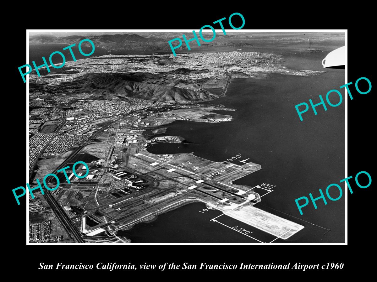 OLD LARGE HISTORIC PHOTO OF SAN FRANCISCO CALIFORNIA, VIEW OF THE AIRPORT 1960 2