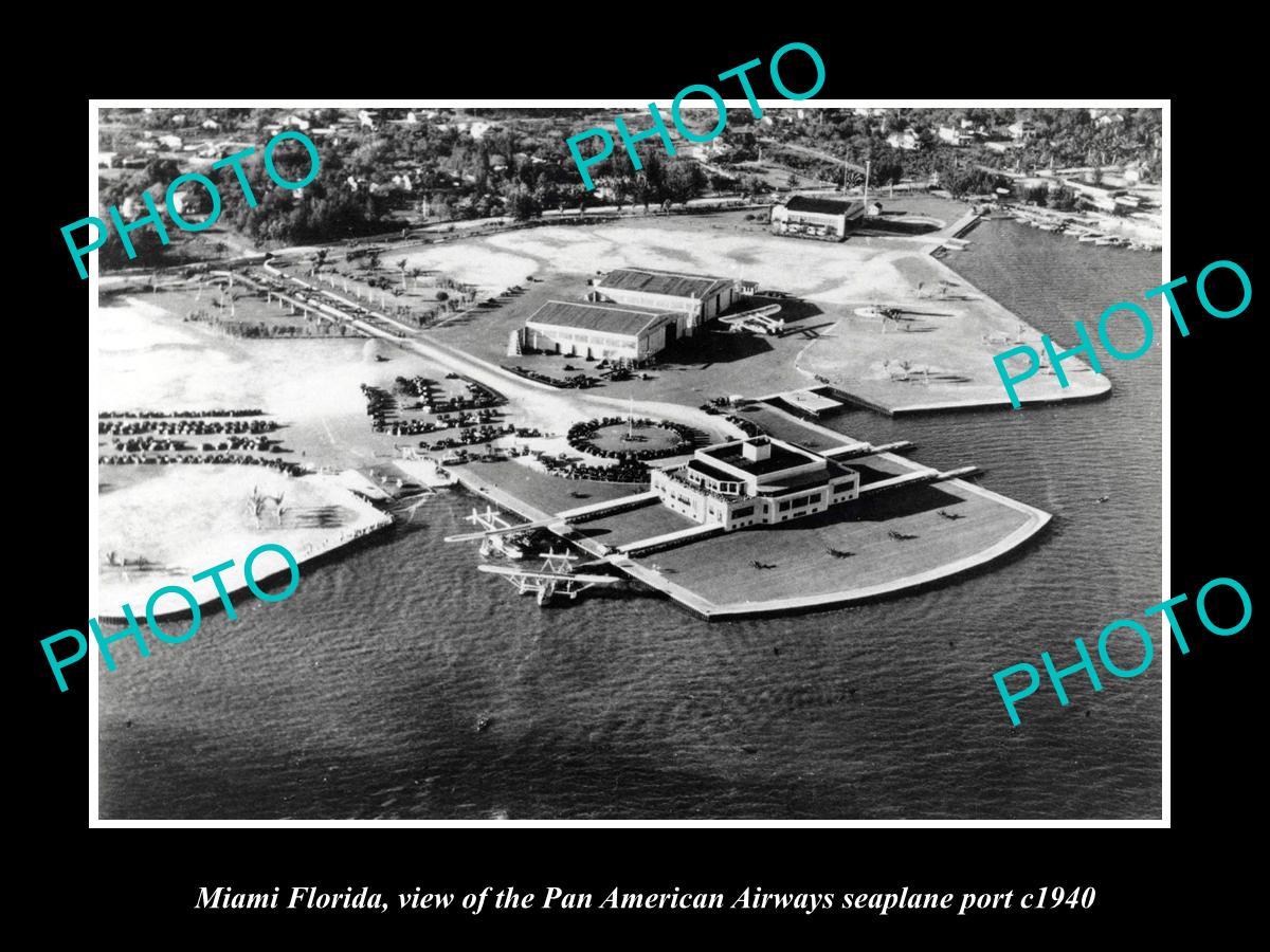 OLD LARGE HISTORIC AVIATION PHOTO OF MIAMI FLORIDA, THE SEAPLANE PORT c1940