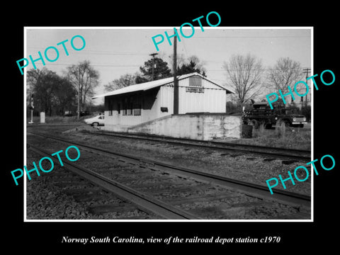 OLD LARGE HISTORIC PHOTO OF NORWAY SOUTH CAROLINA, THE RAILROAD DEPOT c1970