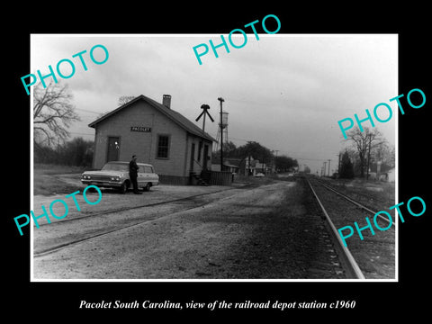 OLD LARGE HISTORIC PHOTO OF PACOLET SOUTH CAROLINA, THE RAILROAD DEPOT c1960