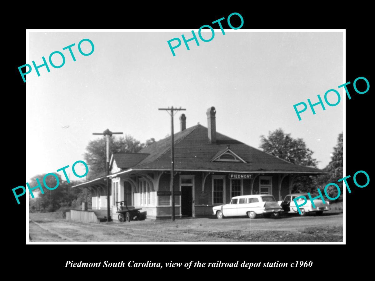 OLD LARGE HISTORIC PHOTO OF PIEDMONT SOUTH CAROLINA, THE RAILROAD DEPOT c1960