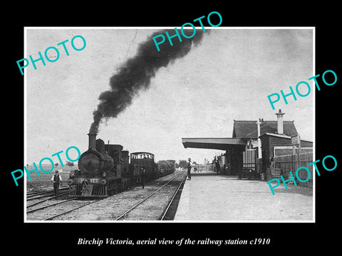 OLD LARGE HISTORIC PHOTO OF BIRCHIP VICTORIA, VIEW OF THE RAILROAD STATION c1910