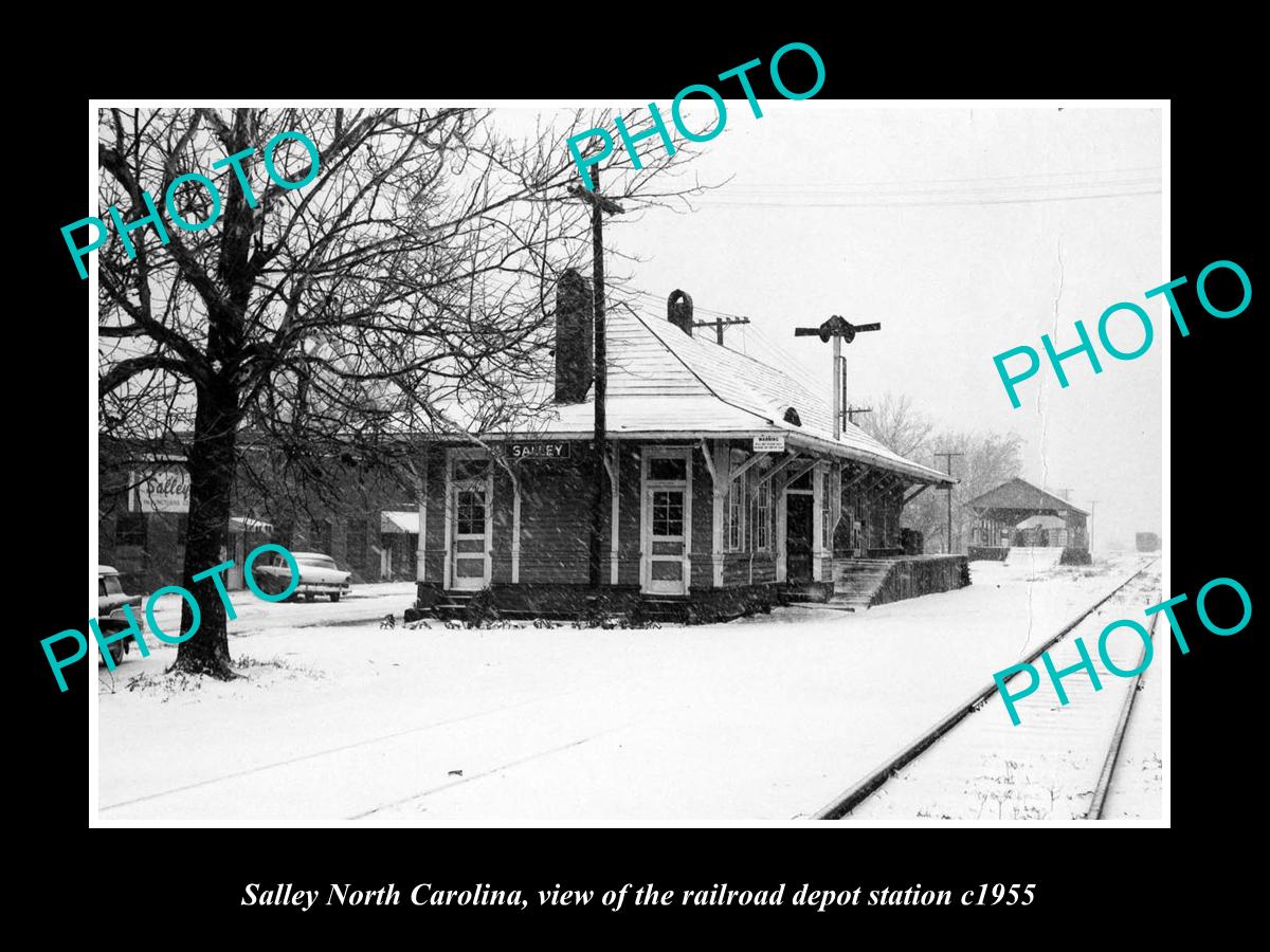 OLD LARGE HISTORIC PHOTO OF SALLEY SOUTH CAROLINA, THE RAILROAD DEPOT c1955