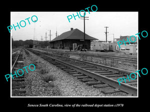 OLD LARGE HISTORIC PHOTO OF SENECA SOUTH CAROLINA, THE RAILROAD DEPOT c1970