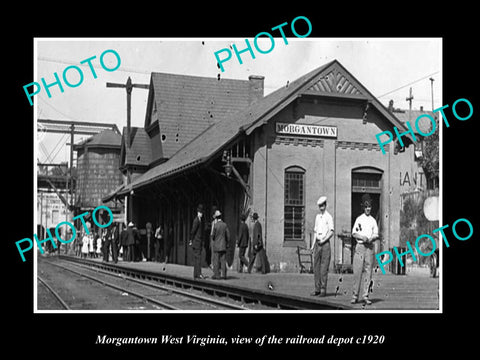 OLD LARGE HISTORIC PHOTO OF MORGANTOWN WEST VIRGINIA, THE RAILROAD STATION c1920