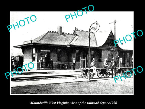 OLD LARGE HISTORIC PHOTO OF MOUNDSVILLE WEST VIRGINIA THE RAILROAD STATION c1920