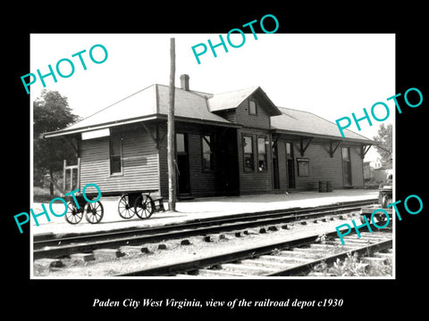 OLD LARGE HISTORIC PHOTO OF PADEN CITY WEST VIRGINIA, THE RAILROAD STATION c1930