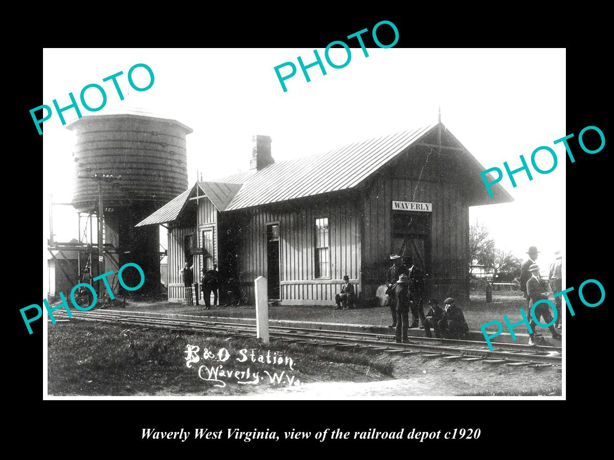 OLD LARGE HISTORIC PHOTO OF WAVERLY WEST VIRGINIA, THE RAILROAD STATION c1920