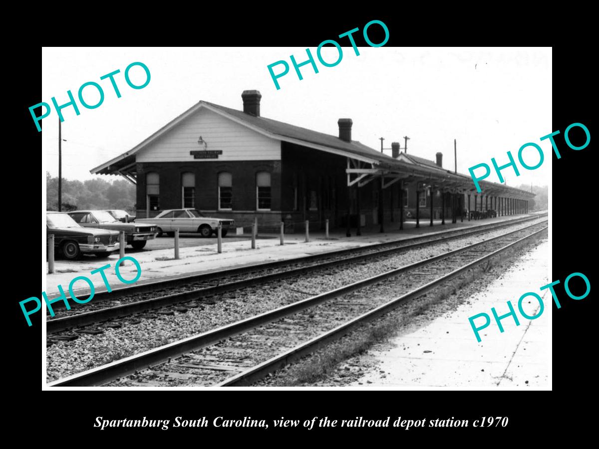 OLD LARGE HISTORIC PHOTO OF SPARTANBURG SOUTH CAROLINA, THE RAILROAD DEPOT c1970