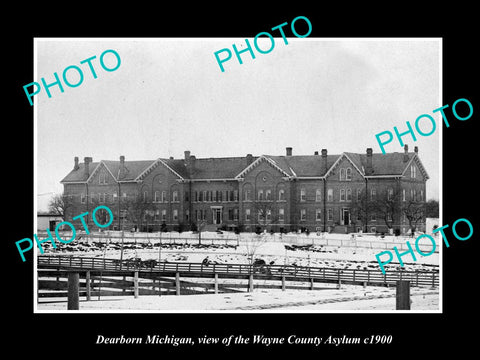 OLD LARGE HISTORIC PHOTO OF DEARBORN MICHIGAN, VIEW OF THE ASYLUM c1900