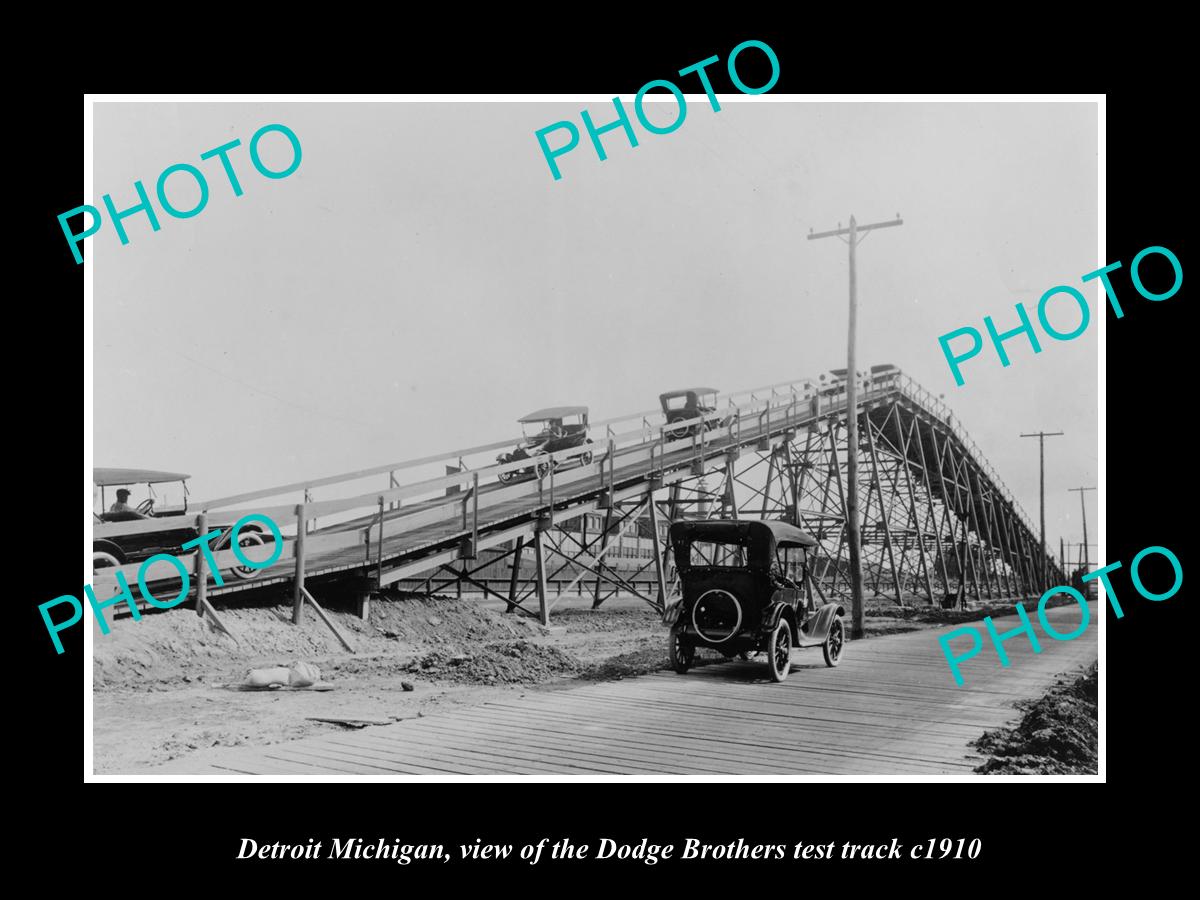 OLD LARGE HISTORIC PHOTO OF DETROIT MICHIGAN, THE DODGE CAR TESTING TRACK c1910