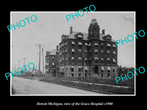 OLD LARGE HISTORIC PHOTO OF DETROIT MICHIGAN, VIEW OF THE GRACE HOSPITAL c1900