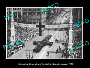 OLD LARGE HISTORIC PHOTO OF DETROIT MICHIGAN, THE KNIGHTS TEMPLAR PARADE c1928 1