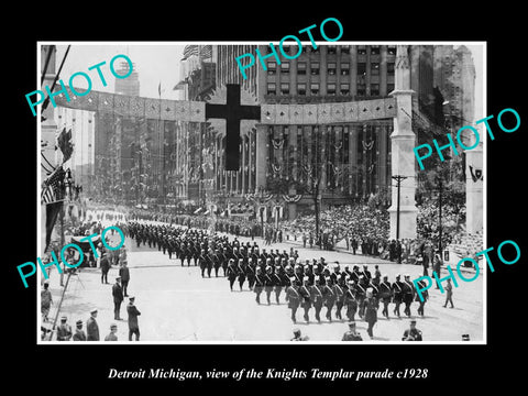 OLD LARGE HISTORIC PHOTO OF DETROIT MICHIGAN, THE KNIGHTS TEMPLAR PARADE c1928 2