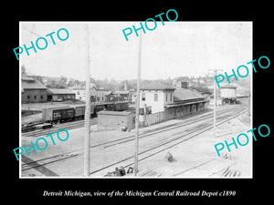 OLD LARGE HISTORIC PHOTO OF THE DETROIT MICHIGAN CENTRAL RAILROAD DEPOT c1890