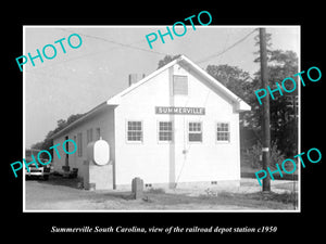 OLD LARGE HISTORIC PHOTO OF SUMMERVILLE SOUTH CAROLINA, THE RAILROAD DEPOT c1950