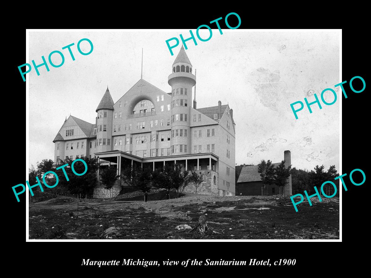 OLD LARGE HISTORIC PHOTO OF MARQUETTE MICHIGAN, THE SANITARIUM HOTEL c1900