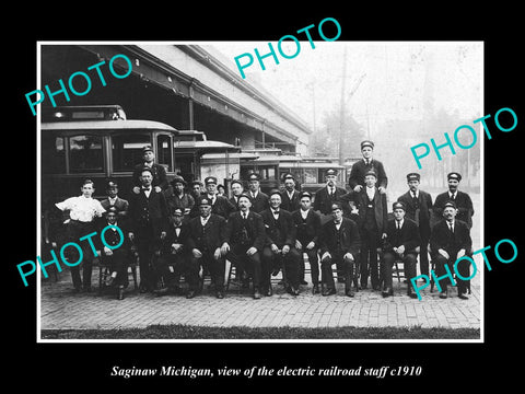 OLD LARGE HISTORIC PHOTO OF SAGINAW MICHIGAN, THE ELECTRIC RAILROAD STAFF c1910