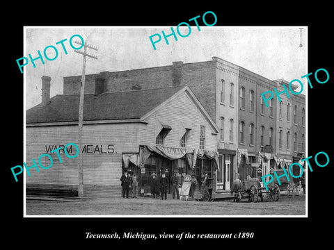 OLD LARGE HISTORIC PHOTO OF TECUMESH MICHIGAN, VIEW OF THE RESTAURENT c1890