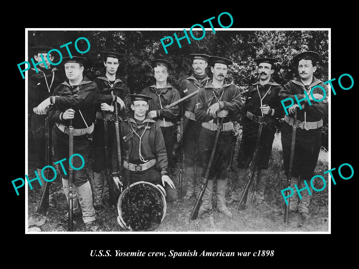 OLD LARGE HISTORIC PHOTO MICHIGAN TROOPS SPANISH AMERICAN WAR c1898 USS YOSEMITE