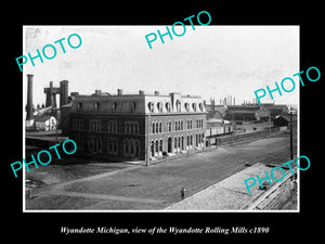 OLD LARGE HISTORIC PHOTO OF WYANDOTTE MICHIGAN, WYANDOTTE ROLLING MILLS c1890 1