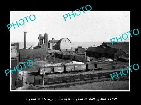 OLD LARGE HISTORIC PHOTO OF WYANDOTTE MICHIGAN, WYANDOTTE ROLLING MILLS c1890 2