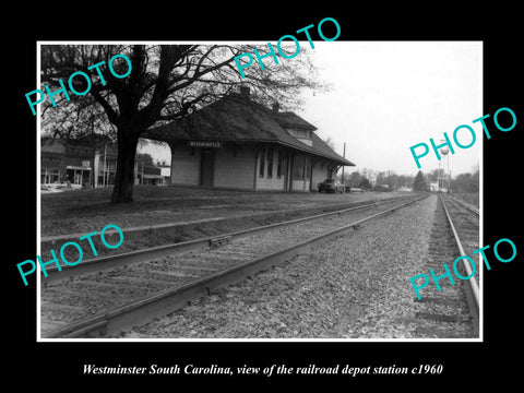 OLD LARGE HISTORIC PHOTO OF WESTMINSTER SOUTH CAROLINA, THE RAILROAD DEPOT c1960