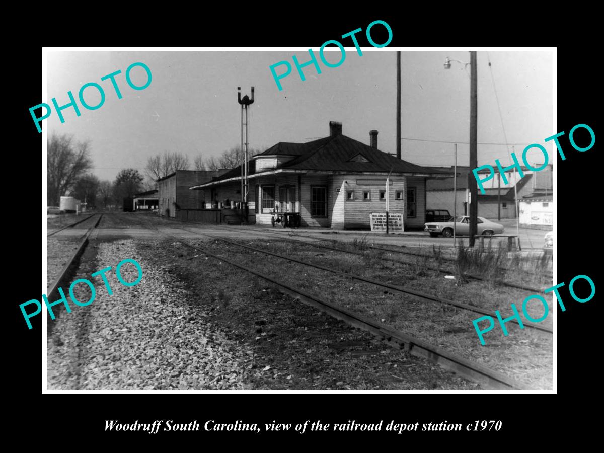 OLD LARGE HISTORIC PHOTO OF WOODRUFF SOUTH CAROLINA, THE RAILROAD DEPOT c1970