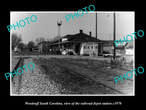 OLD LARGE HISTORIC PHOTO OF WOODRUFF SOUTH CAROLINA, THE RAILROAD DEPOT c1970