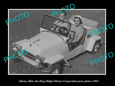 OLD LARGE HISTORIC PHOTO ATHENS OHIO, KING MIDGET MOTOR CAR PRESS PHOTO c1965 1