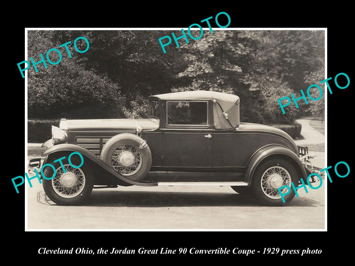 OLD LARGE HISTORIC PHOTO CLEVELAND OHIO, JORDAN MOTOR Co GREAT LINE COUPE c1929