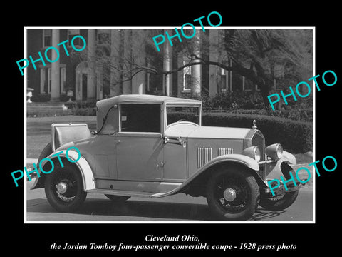 OLD LARGE HISTORIC PHOTO CLEVELAND OHIO, JORDAN MOTOR Co TOMBOY COUPE c1928