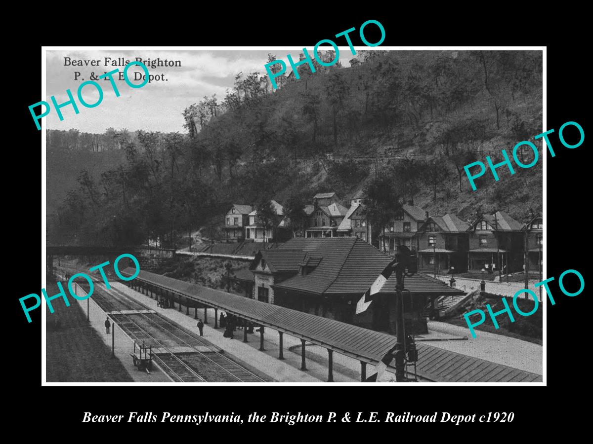 OLD LARGE HISTORIC PHOTO OF BEAVER FALLS PENNSYLVANIA, THE RAILROAD DEPOT c1920