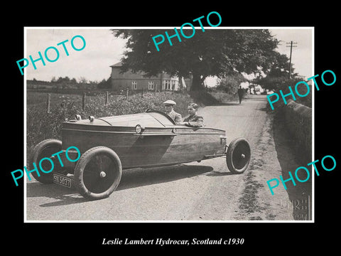 OLD LARGE HISTORIC PHOTO THE LESLIE LAMBERT HYDROCAR, SCOTLAND c1930