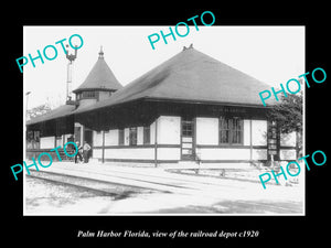 OLD LARGE HISTORIC PHOTO PALM HARBOR FLORIDA, THE RAILROAD DEPOT STATION c1920