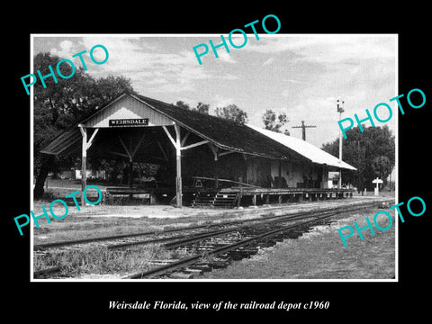 OLD LARGE HISTORIC PHOTO WEIRSDALE FLORIDA, THE RAILROAD DEPOT STATION c1960